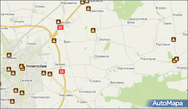 mapa Olszewice gmina Inowrocław, Olszewice gmina Inowrocław na mapie Targeo