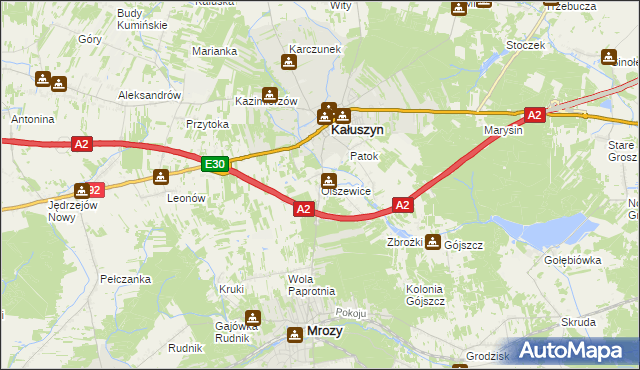 mapa Olszewice gmina Kałuszyn, Olszewice gmina Kałuszyn na mapie Targeo