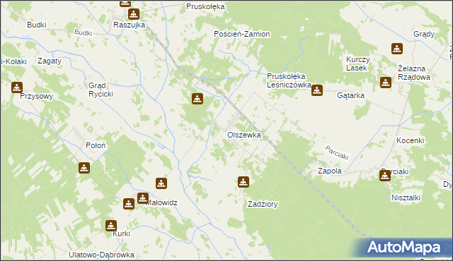 mapa Olszewka gmina Jednorożec, Olszewka gmina Jednorożec na mapie Targeo