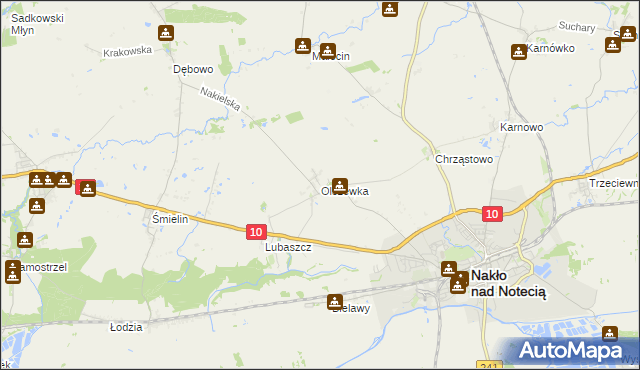 mapa Olszewka gmina Nakło nad Notecią, Olszewka gmina Nakło nad Notecią na mapie Targeo