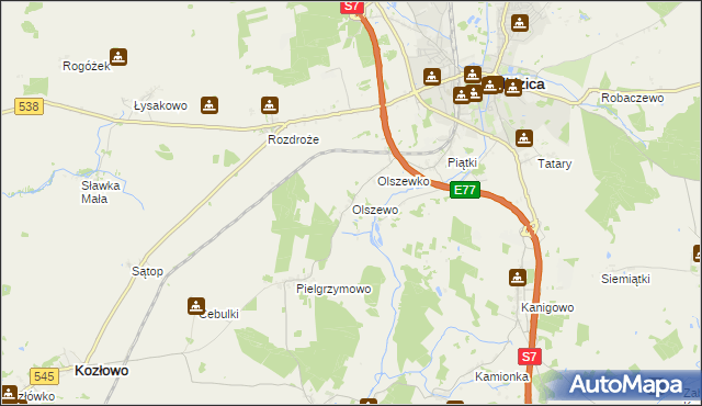 mapa Olszewo gmina Nidzica, Olszewo gmina Nidzica na mapie Targeo