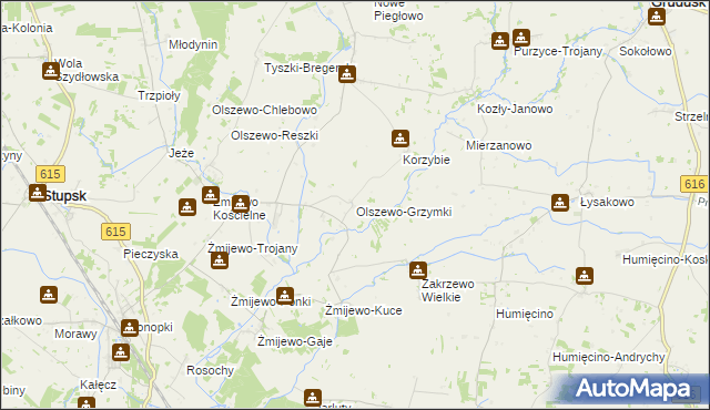 mapa Olszewo-Grzymki, Olszewo-Grzymki na mapie Targeo