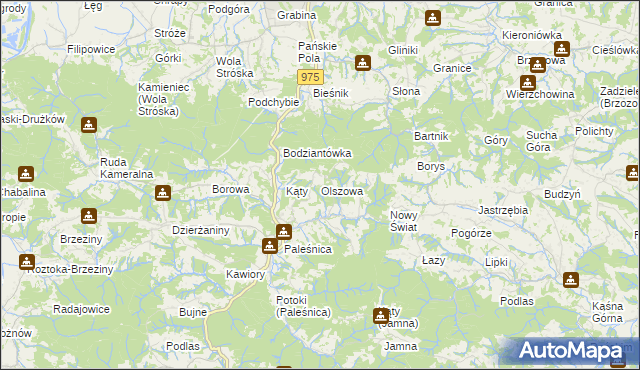 mapa Olszowa gmina Zakliczyn, Olszowa gmina Zakliczyn na mapie Targeo