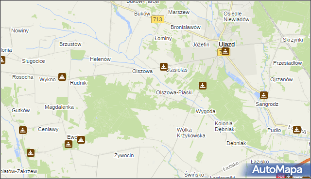 mapa Olszowa-Piaski, Olszowa-Piaski na mapie Targeo