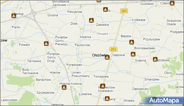 mapa Olszówka powiat kolski, Olszówka powiat kolski na mapie Targeo