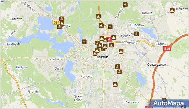 mapa Olsztyna, Olsztyn na mapie Targeo