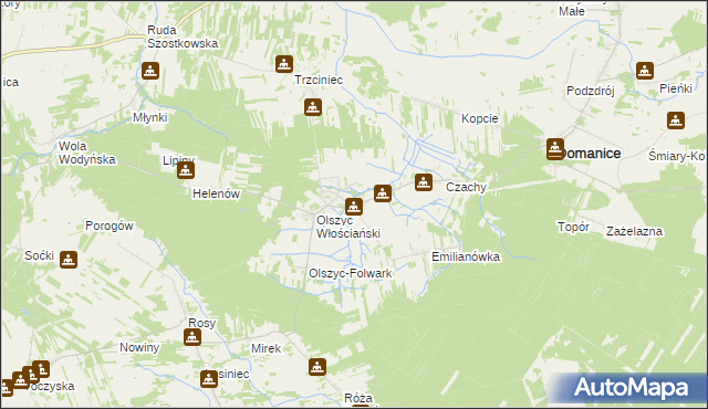 mapa Olszyc Szlachecki, Olszyc Szlachecki na mapie Targeo