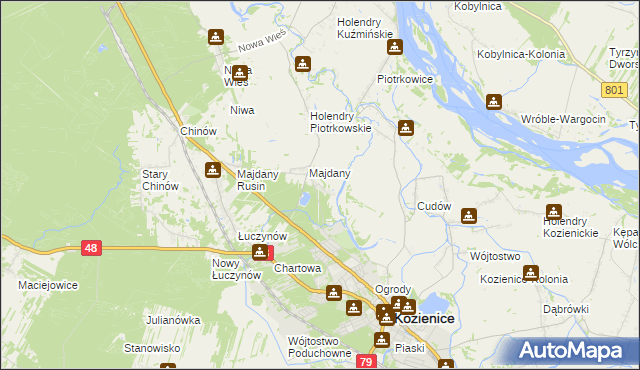 mapa Opatkowice gmina Kozienice, Opatkowice gmina Kozienice na mapie Targeo