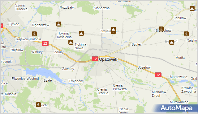 mapa Opatówek powiat kaliski, Opatówek powiat kaliski na mapie Targeo