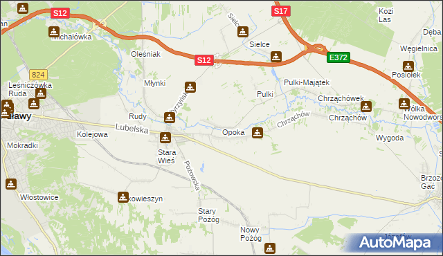 mapa Opoka gmina Końskowola, Opoka gmina Końskowola na mapie Targeo