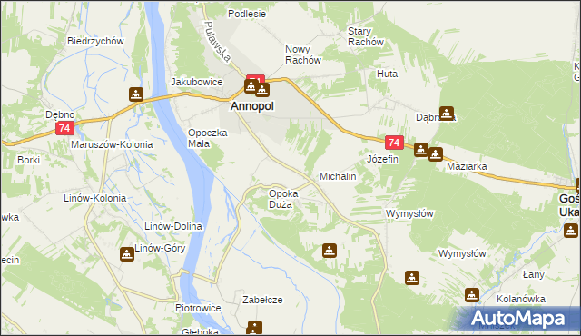 mapa Opoka-Kolonia, Opoka-Kolonia na mapie Targeo