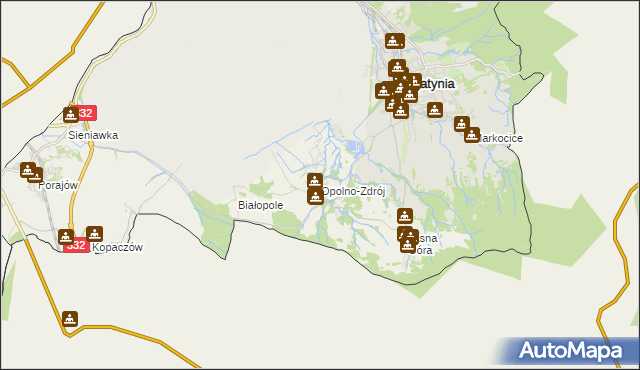 mapa Opolno-Zdrój, Opolno-Zdrój na mapie Targeo