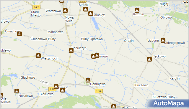 mapa Oporowo gmina Ostroróg, Oporowo gmina Ostroróg na mapie Targeo