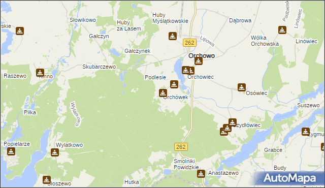 mapa Orchówek gmina Orchowo, Orchówek gmina Orchowo na mapie Targeo