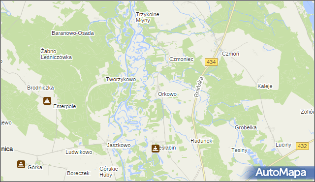 mapa Orkowo, Orkowo na mapie Targeo