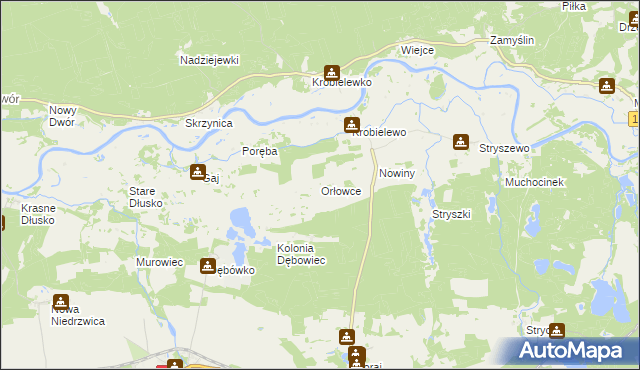 mapa Orłowce gmina Przytoczna, Orłowce gmina Przytoczna na mapie Targeo