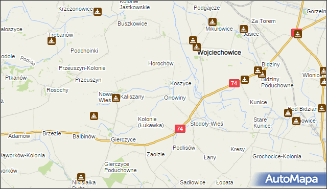 mapa Orłowiny, Orłowiny na mapie Targeo