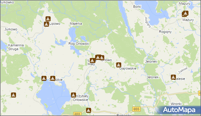 mapa Orłowo gmina Wydminy, Orłowo gmina Wydminy na mapie Targeo