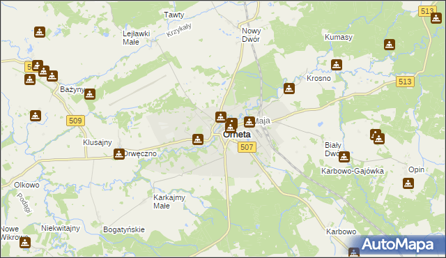 mapa Orneta powiat lidzbarski, Orneta powiat lidzbarski na mapie Targeo