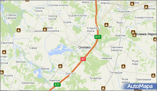 mapa Orońsko, Orońsko na mapie Targeo