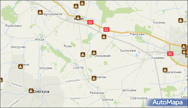 mapa Orpiszewek, Orpiszewek na mapie Targeo