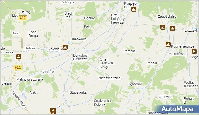 mapa Ortel Królewski Drugi, Ortel Królewski Drugi na mapie Targeo