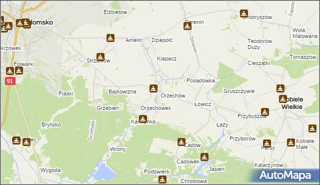 mapa Orzechów gmina Kobiele Wielkie, Orzechów gmina Kobiele Wielkie na mapie Targeo