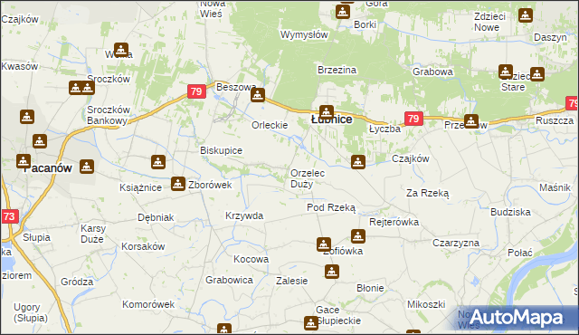 mapa Orzelec Duży, Orzelec Duży na mapie Targeo