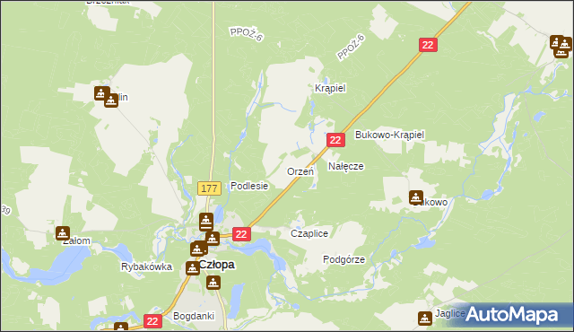 mapa Orzeń, Orzeń na mapie Targeo