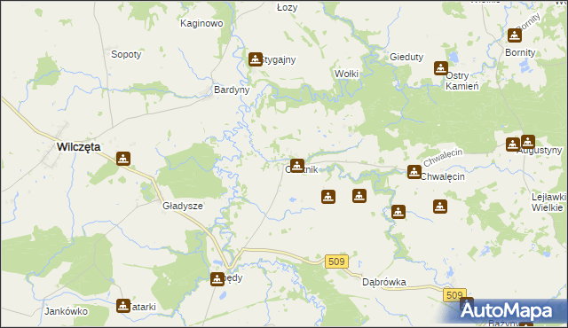 mapa Osetnik gmina Orneta, Osetnik gmina Orneta na mapie Targeo