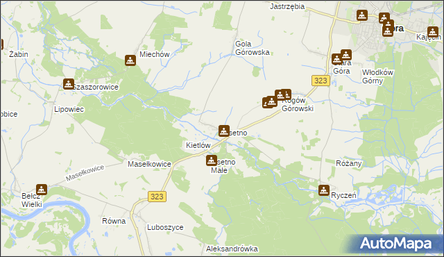 mapa Osetno gmina Góra, Osetno gmina Góra na mapie Targeo