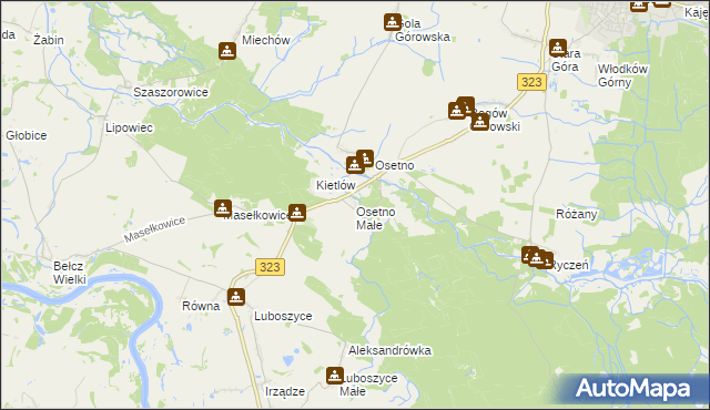 mapa Osetno Małe, Osetno Małe na mapie Targeo