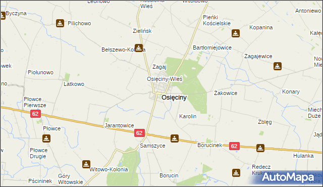 mapa Osięciny, Osięciny na mapie Targeo