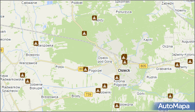 mapa Osieck pod Górą, Osieck pod Górą na mapie Targeo