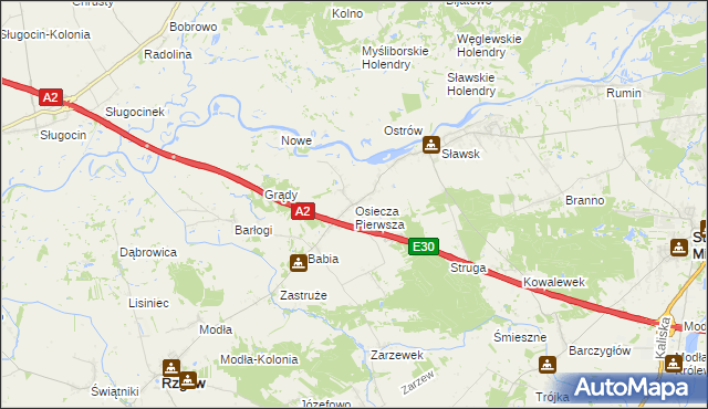 mapa Osiecza Pierwsza, Osiecza Pierwsza na mapie Targeo