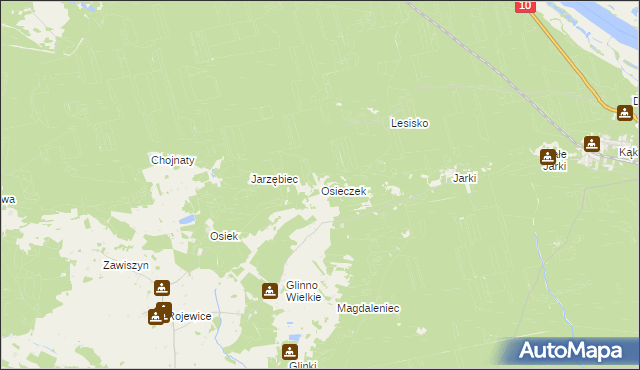 mapa Osieczek gmina Rojewo, Osieczek gmina Rojewo na mapie Targeo