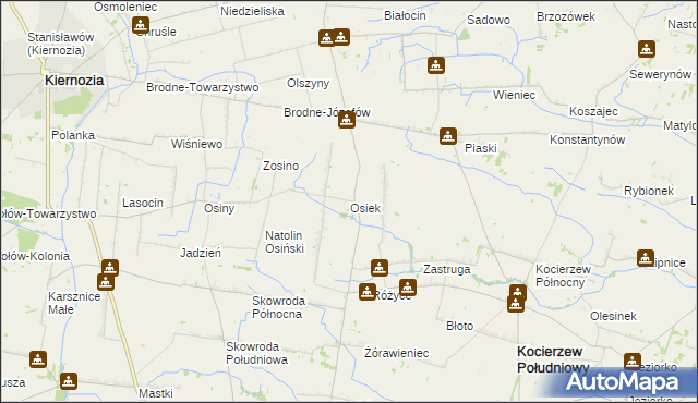 mapa Osiek gmina Kocierzew Południowy, Osiek gmina Kocierzew Południowy na mapie Targeo