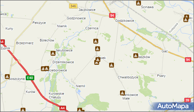 mapa Osiek gmina Oława, Osiek gmina Oława na mapie Targeo