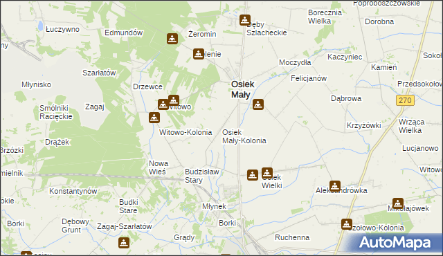 mapa Osiek Mały-Kolonia, Osiek Mały-Kolonia na mapie Targeo