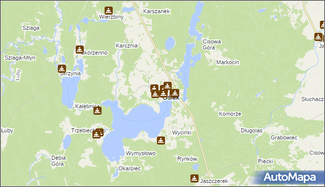 mapa Osiek powiat starogardzki, Osiek powiat starogardzki na mapie Targeo