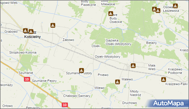 mapa Osiek-Włostybory, Osiek-Włostybory na mapie Targeo