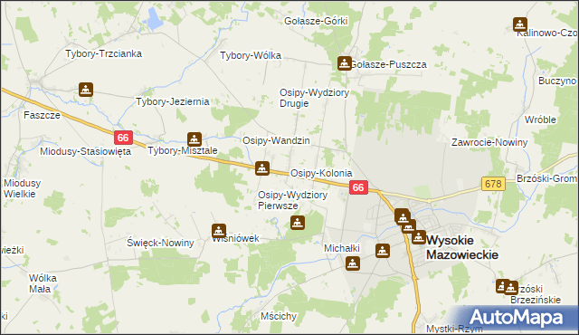 mapa Osipy-Kolonia, Osipy-Kolonia na mapie Targeo