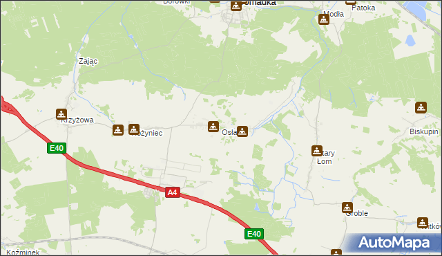 mapa Osła, Osła na mapie Targeo