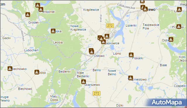 mapa Osłowo gmina Jeżewo, Osłowo gmina Jeżewo na mapie Targeo