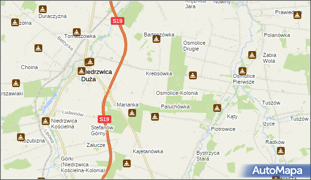 mapa Osmolice-Kolonia, Osmolice-Kolonia na mapie Targeo