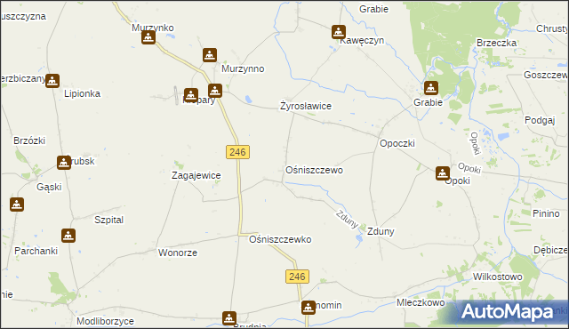 mapa Ośniszczewo, Ośniszczewo na mapie Targeo