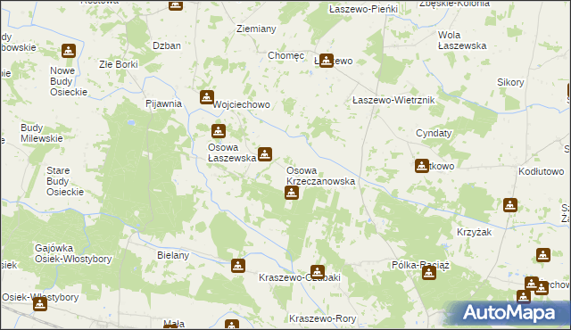 mapa Osowa Krzeczanowska, Osowa Krzeczanowska na mapie Targeo