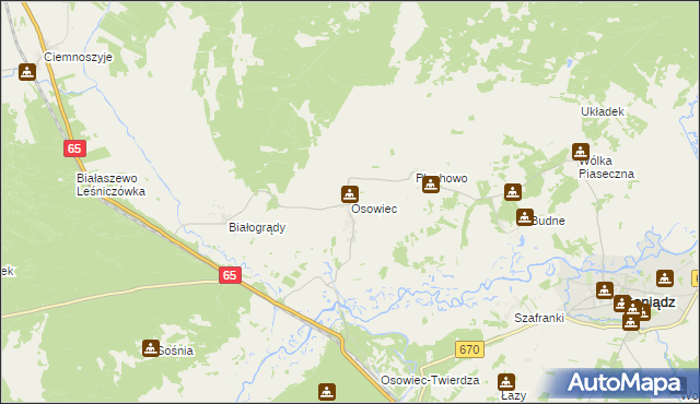 mapa Osowiec gmina Goniądz, Osowiec gmina Goniądz na mapie Targeo