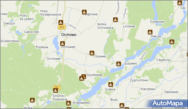 mapa Osówiec gmina Orchowo, Osówiec gmina Orchowo na mapie Targeo