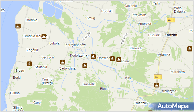 mapa Osowiec gmina Pęczniew, Osowiec gmina Pęczniew na mapie Targeo